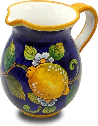 Italian Ceramic Pitcher Lemon - Hand Painted Utensil Holder Carafe Made in Tuscany Pottery Vase Jar For Wine Ceramics Dispenser-AD