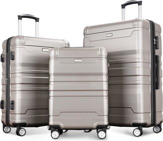 EDWINRAY Spinner Suitcase Sets Expandable ABS 3pcs Luggage Sets-AE