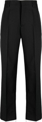 Zip-Detail Cotton Tailored Trousers-AA