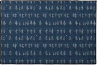 Door Mats: Arctic Night Forest - Navy Door Mat, Blue