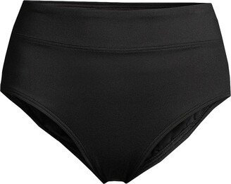 Women's Petite Tummy Control High Waisted Bikini Swim Bottoms