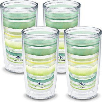 Tervis Yao Cheng Green Crystal Made in Usa Double Walled Insulated Tumbler Travel Cup Keeps Drinks Cold & Hot, 16oz 4pk, Green Blue Stripe - Open Misc