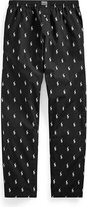 Woven PJ Pants (RL Black/White All Over Pony Player) Men's Pajama