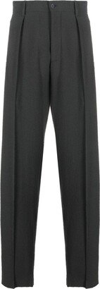 Pleated Seersucker Tapered Trousers