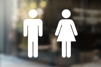 Bathroom Door Decal, Man Woman Toilet Sign, Public Restroom Business Signage