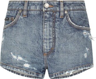 High-Waisted Denim Shorts-AT