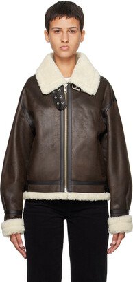 Dunst Brown Loose Fit Faux-Shearling Jacket