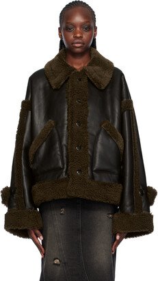 lesugiatelier Black & Brown Paneled Faux-Shearling Jacket