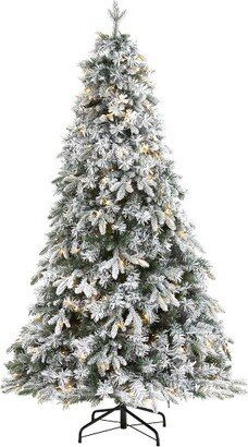 5ft Pre-Lit LED Flocked Vermont Mixed Pine Artificial Christmas Tree Clear Lights