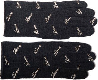 Cashmere gloves with LOVE embroidery