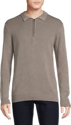 HEDGE Mens Quarter Zip Polo Sweater