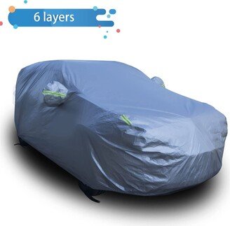 BESTCOSTY 6-Layer Heavy Duty Outdoor Cover for Sedans, Waterproof, UV Protection - Sedan （195-204 Long)