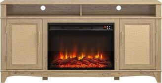 63 Rustic Style TV Stand for TVs up to 65 with Electric Fireplace Wood - Festivo