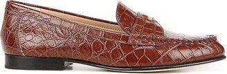 Penny Crocodile-Embossed Leather Loafers