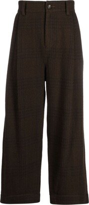 Plaid-Check Wide-Leg Trousers