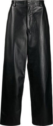 Wide-Leg Leather Trousers-AA