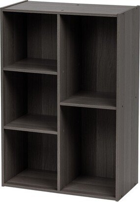 USA 5-Compartment Wood Organizer Bookcase Bookshelf, Gray