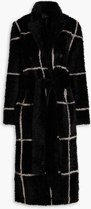 Bourdon checked shearling coat