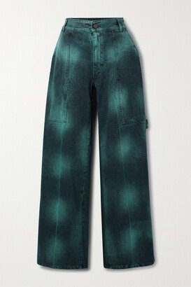 Net Sustain Tie-dyed High-rise Wide-leg Organic Jeans - Blue