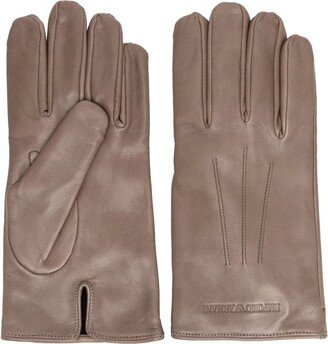 Debossed-Logo Leather Gloves