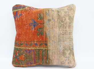 Kilim Pillow Cases, Pillows, Personalized Gift, Orange Cushion, Rug Oriental Cover, Ikat Pillow, 6749