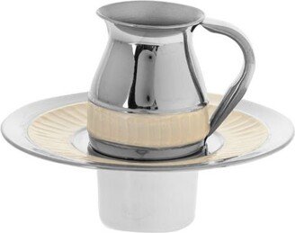 Netilat Yadayim Wash Cup & Matching Bowl, Mayim Achronim, Stainless Steel100% Kosher Hand Ceremony., Made in Israel. Judaica Gift-AA