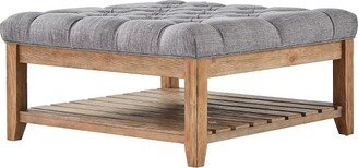 Southgate Natural Button Tufted Tapered Coffee Ottoman Smoke