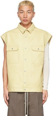 Beige Leather Jumbo Outershirt Vest