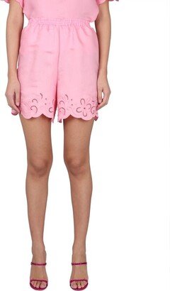 Embroidered Elastic Waist Shorts