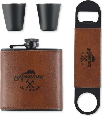 Adventure Men's Deluxe Flask & Bottle Opener Gift Set