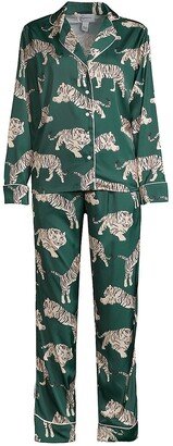 Averie Sleep Two-Piece Tiger Print Pajama Set-AA