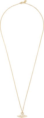 Gold Thin Lines Short Flat Orb Necklace