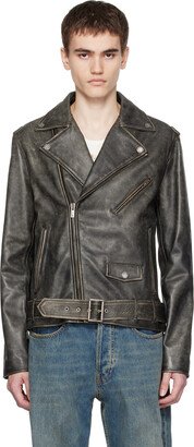 Black Distressed Leather Jacket