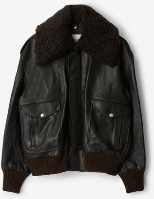 Shearling Collar Leather Jacket-AD