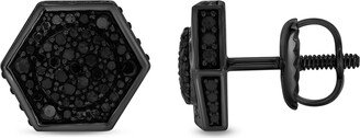 Men's 1/2 CT. T.w. Hexagonal Black Multi-Diamond Frame Stud Earrings in Sterling Silver with Black Rhodium