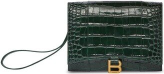 Hourglass crocodile-embossed clutch bag