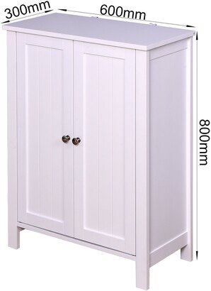 EPOWP Bathroom Floor Storage Cabinet with Double Door Adjustable Shelf