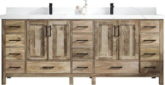 84 In. W X 22 D Malibu Mango Double Sink Bathroom Vanity in Natural With Quartz Or Marble Countertop | Modern Vanity