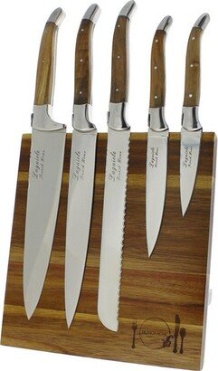 Laguiole 6pc Stainless Steel Connoisseur Kitchen Knife Set with Magnetic Display