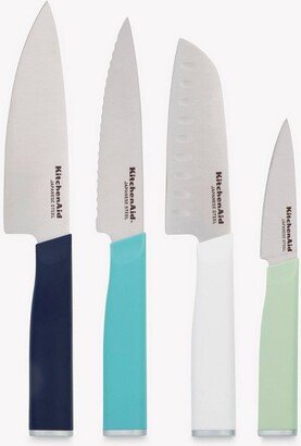 4pc Chef Knife Set White/Dark Blue/Aqua Blue