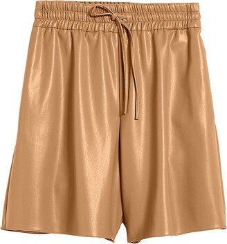 Faux-Leather Drawstring Shorts