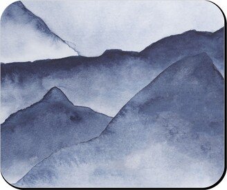 Mouse Pads: Watercolor Mountains - Blue Mouse Pad, Rectangle Ornament, Blue