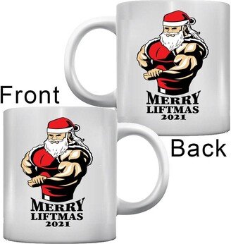 Merry Liftmas Santa Coffee Mug Funny Muscular Lifting Weights Christmas Body Builder Gym Friend Gift