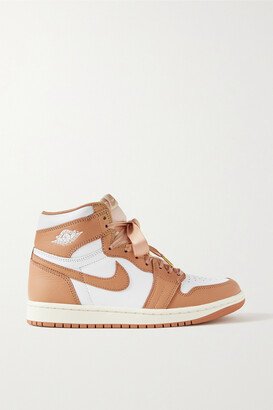 Air Jordan 1 Retro Mesh-trimmed Leather High-top Sneakers - Brown