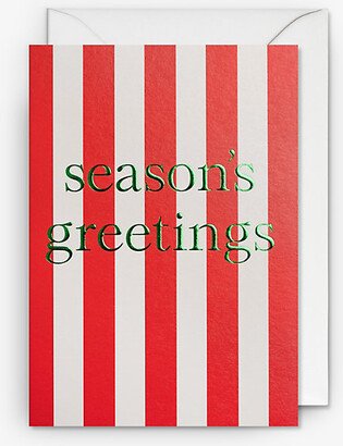 Selfridges Edit Kelly Hyatt Seasons Greetings Stripe Christmas Card 20cm x 12cm