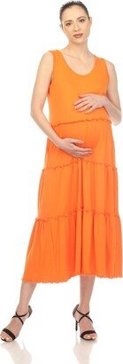 Maternity Scoop Neck Tiered Midi Dress