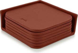 Godi. Small Leather Coasters - Set Of 6 - Rust Brown