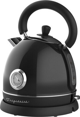 1,500-Watt 1.9-Qt. Retro Porcelain Electric Kettle with Temperature Gauge, Automatic Shutoff (Black)