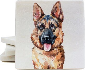 I Love My German Shepard Marble Coaster For Drinks 4-Pack