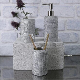 Natural 3 Pcs. Bathroom Set in Silver Color/Soap Dish & Toothbrush Holders